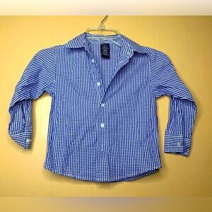 Nautica Shirt Boys Blue White Gingham Button Down Long Sleeve Dress Up